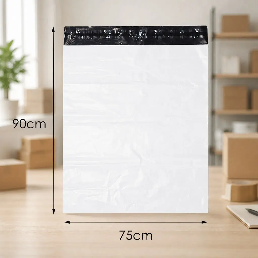 Poly Post Mailer Plastic Satchel Bags White Black Self Sealing Puncture Tear Resistant 60x65cm 65x75cm 75x90cm