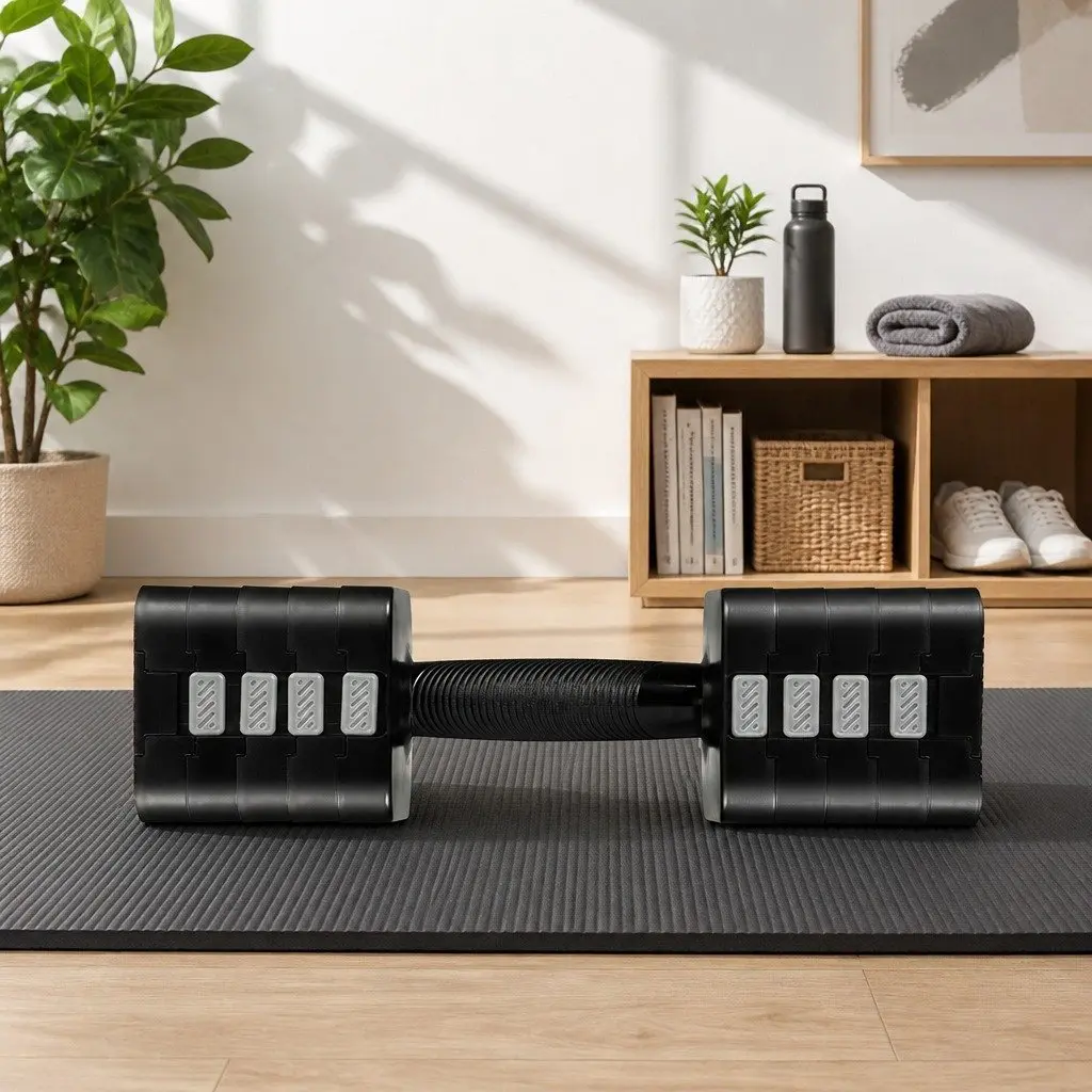 Adjustable Dumbbells Black 2.8kg-10kg Quick-Adjustment Technology Home Gym Fitness