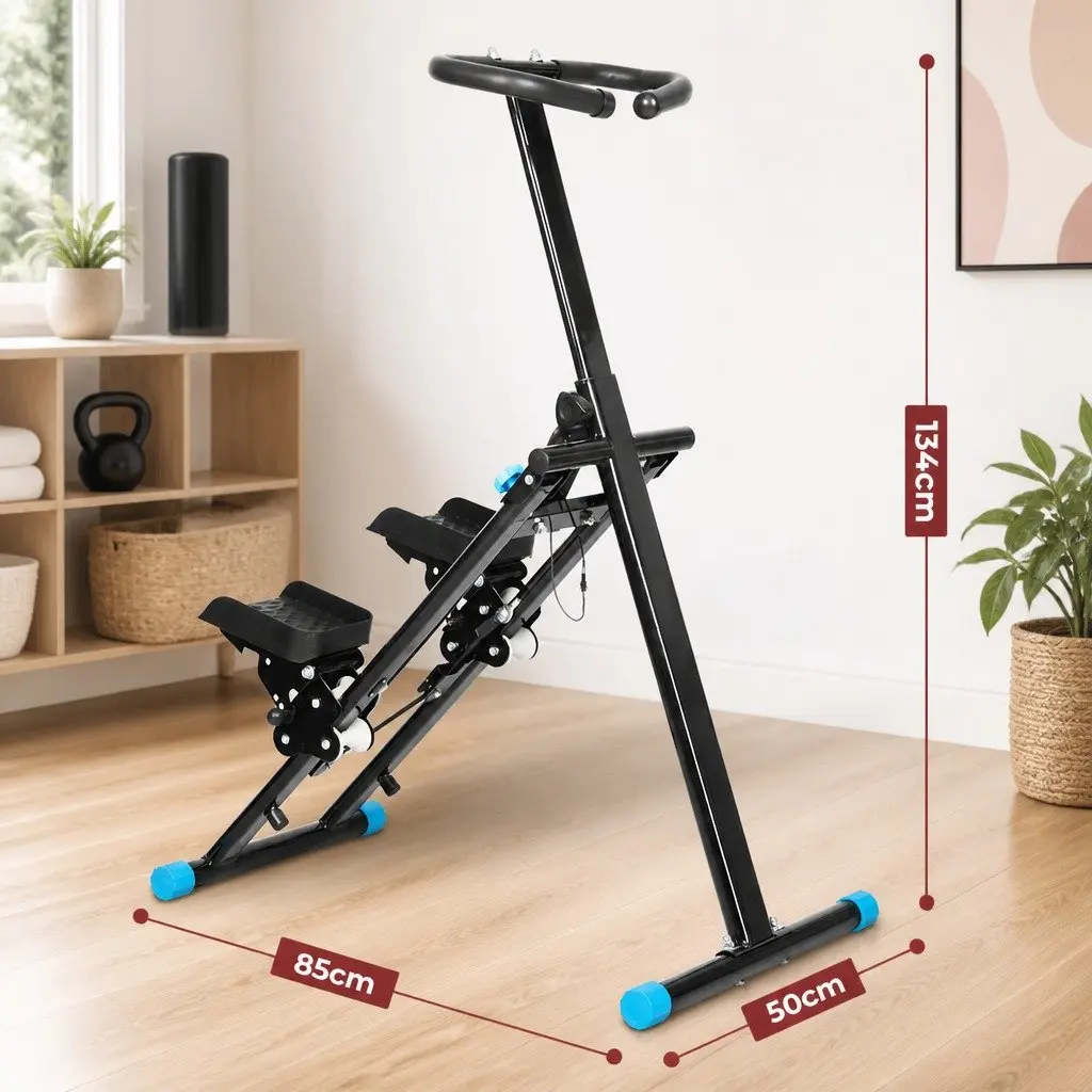 Stair Stepper Machine Foldable Home Gym Cardio Climber Adjustable Handles Pedals
