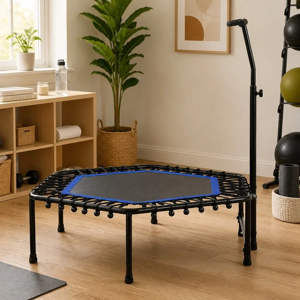 Mini Trampoline Black 48 Inch Adjustable Handlebar Fitness Workout Bouncer