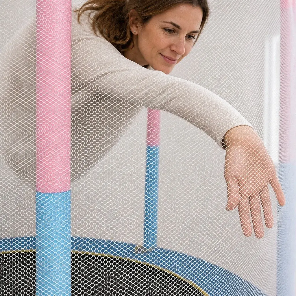 Kids Trampoline Pink 55 Inch Rebounder with Hanging Rings Indoor Outdoor Play Equipment