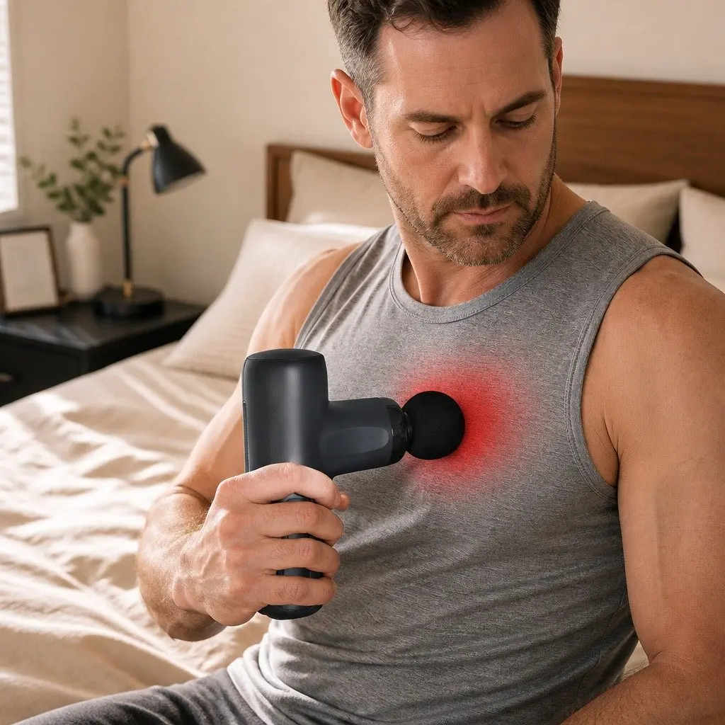 Deep Tissue Massage Gun Black Wireless 5 Heads Heat Cold Therapy