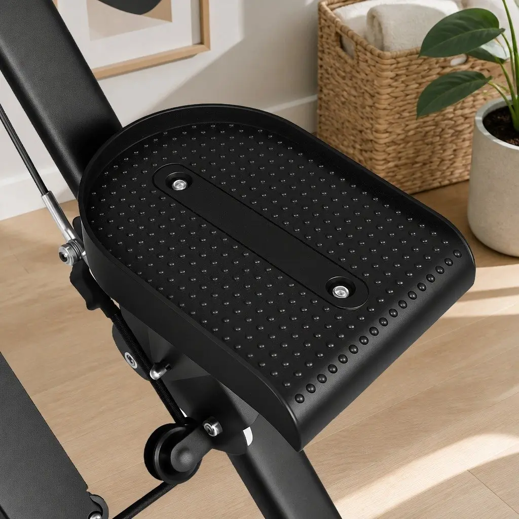 Folding Stepper Machine Black Adjustable Height Resistance Home Gym Full Body Workout