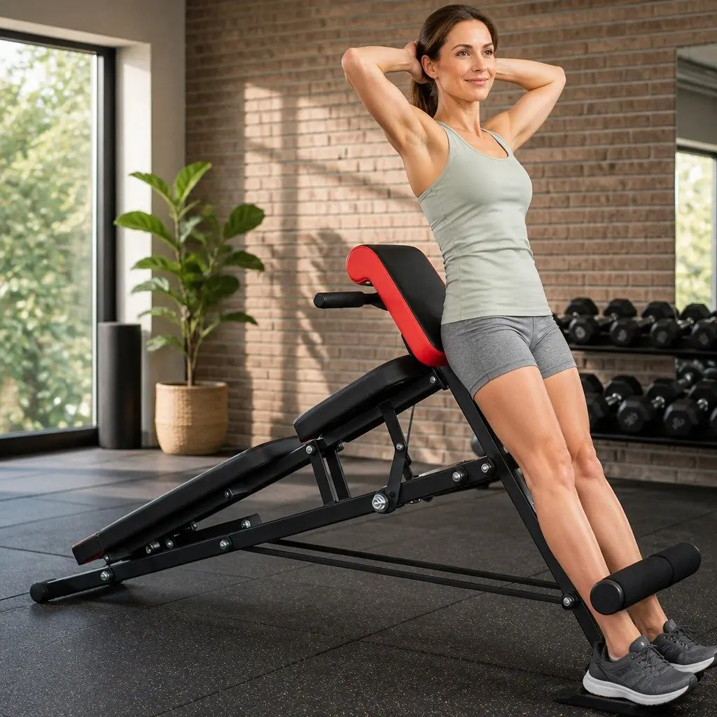 Adjustable Weight Bench Black Red Multi-Purpose 8 Backrest Angles Incline Decline Flat Positions