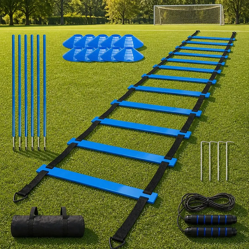 Soccer Agility Training Set 6 Poles Ladder Cones Jump Rope Speed Coordination