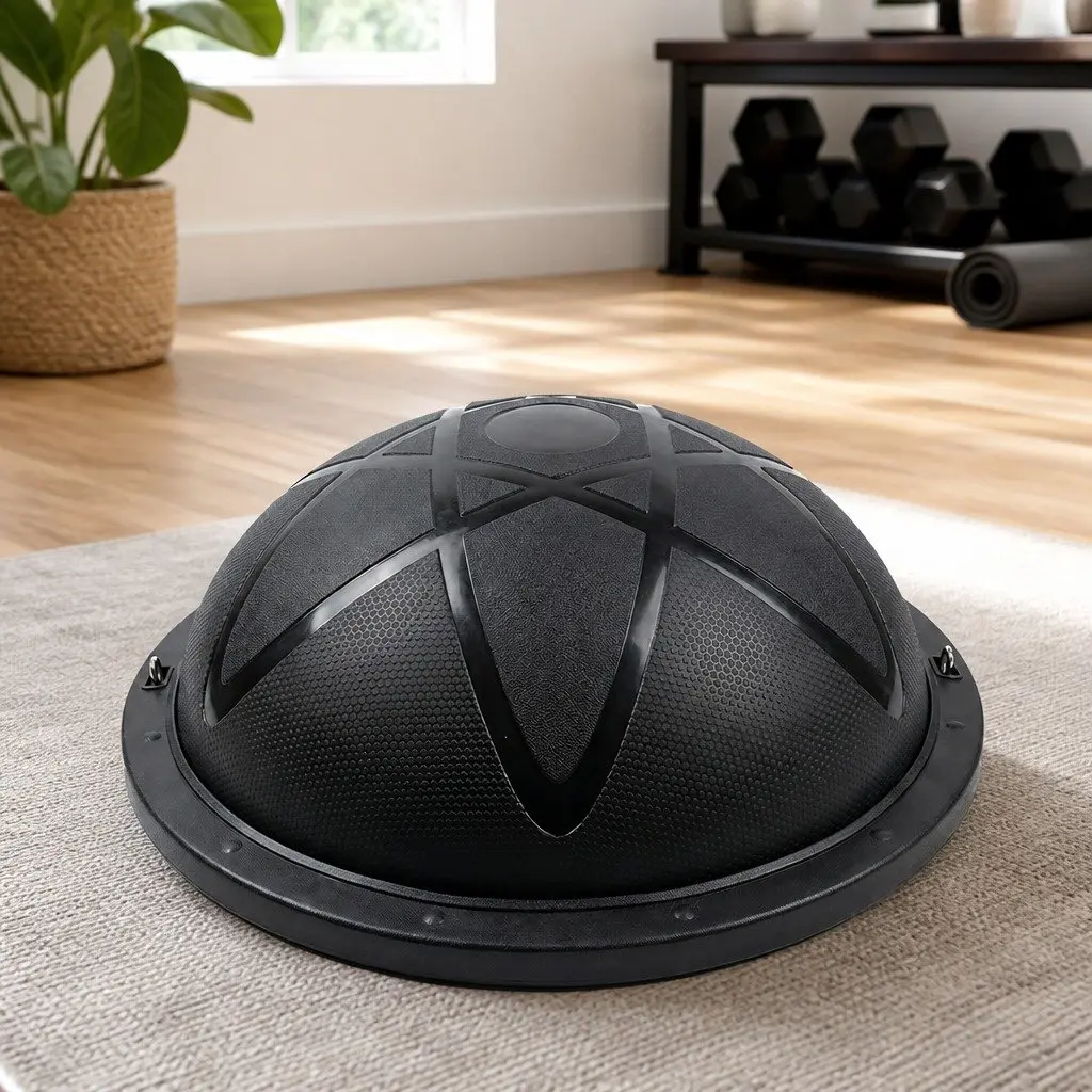 Half Balance Ball Yoga Core Trainer with 2 Resistance Bands Home Gym Equipment