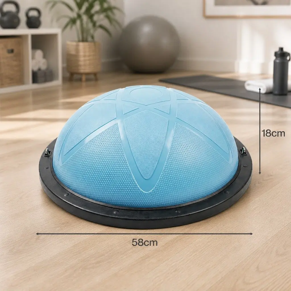Half Balance Ball Blue 58cm Core Stability Trainer for Home Gym Yoga Pilates Strength Exercises