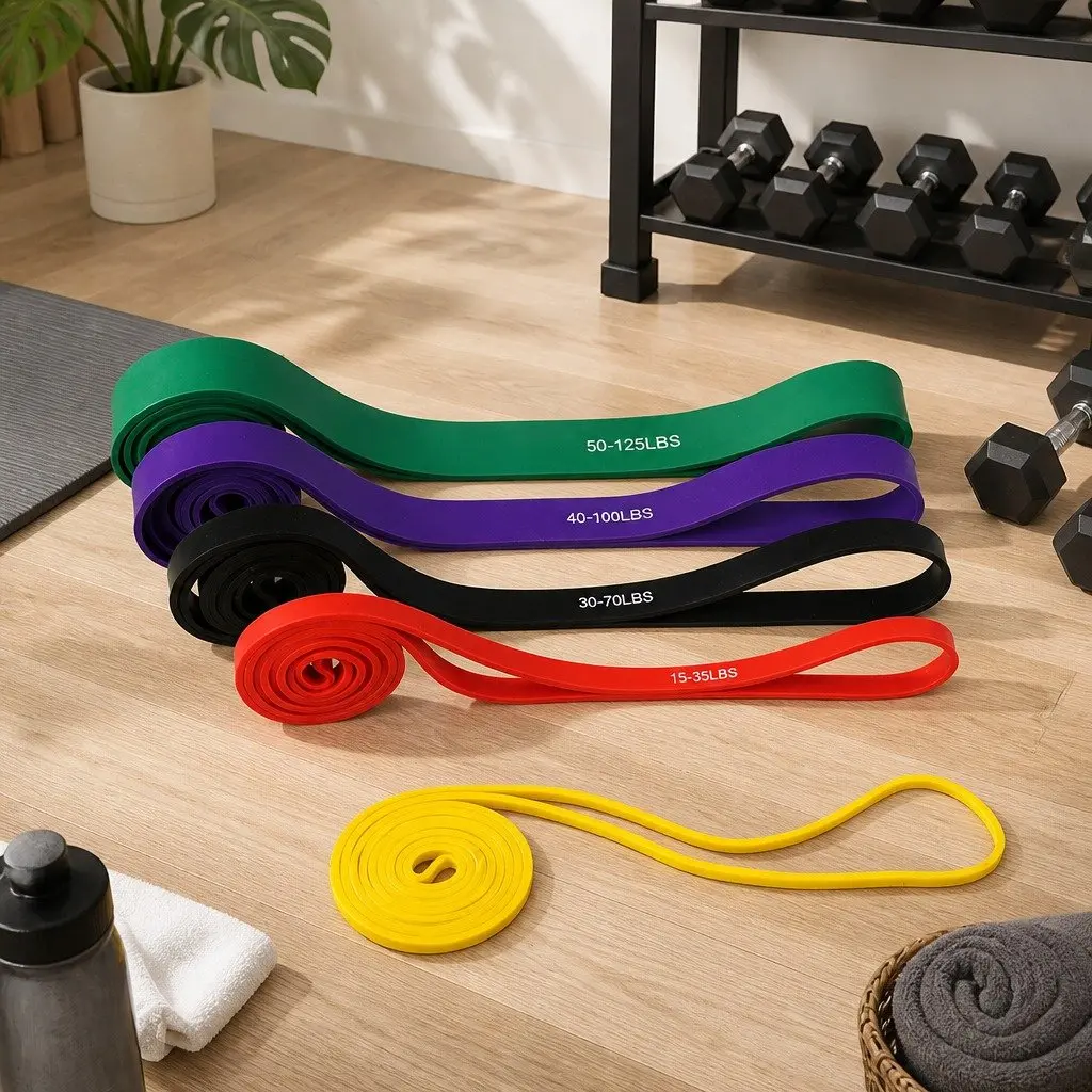 Resistance Bands Set 5 Piece Heavy Duty Multi Colour TPE Material for Workout Training Yoga Stretching