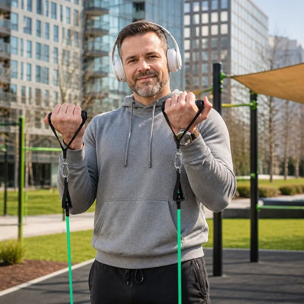 Resistance Bands Set Multi-Colour Home Workout Kit with Jump Rope Handles Door Anchor