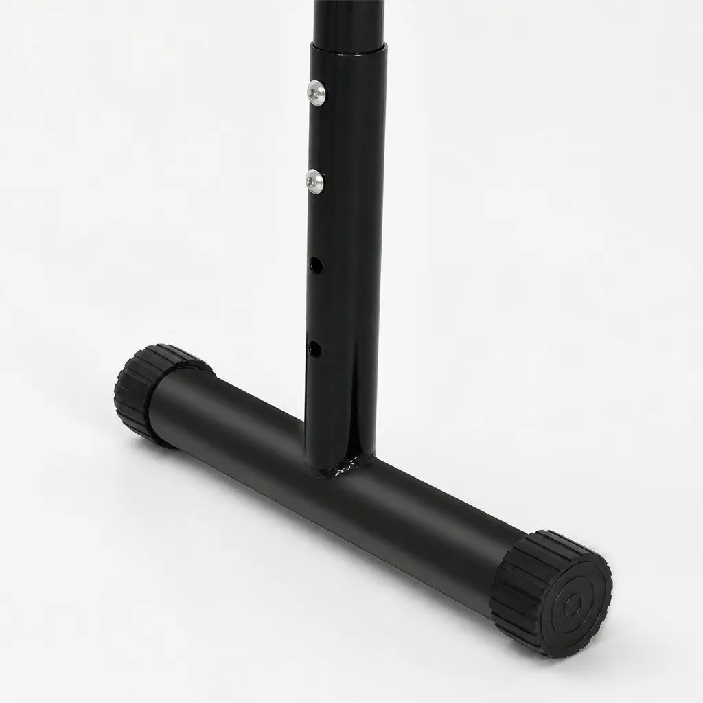Adjustable Parallel Dip Bar Station Black 74cm to 89cm Height Durable Steel Frame Non-Slip Feet