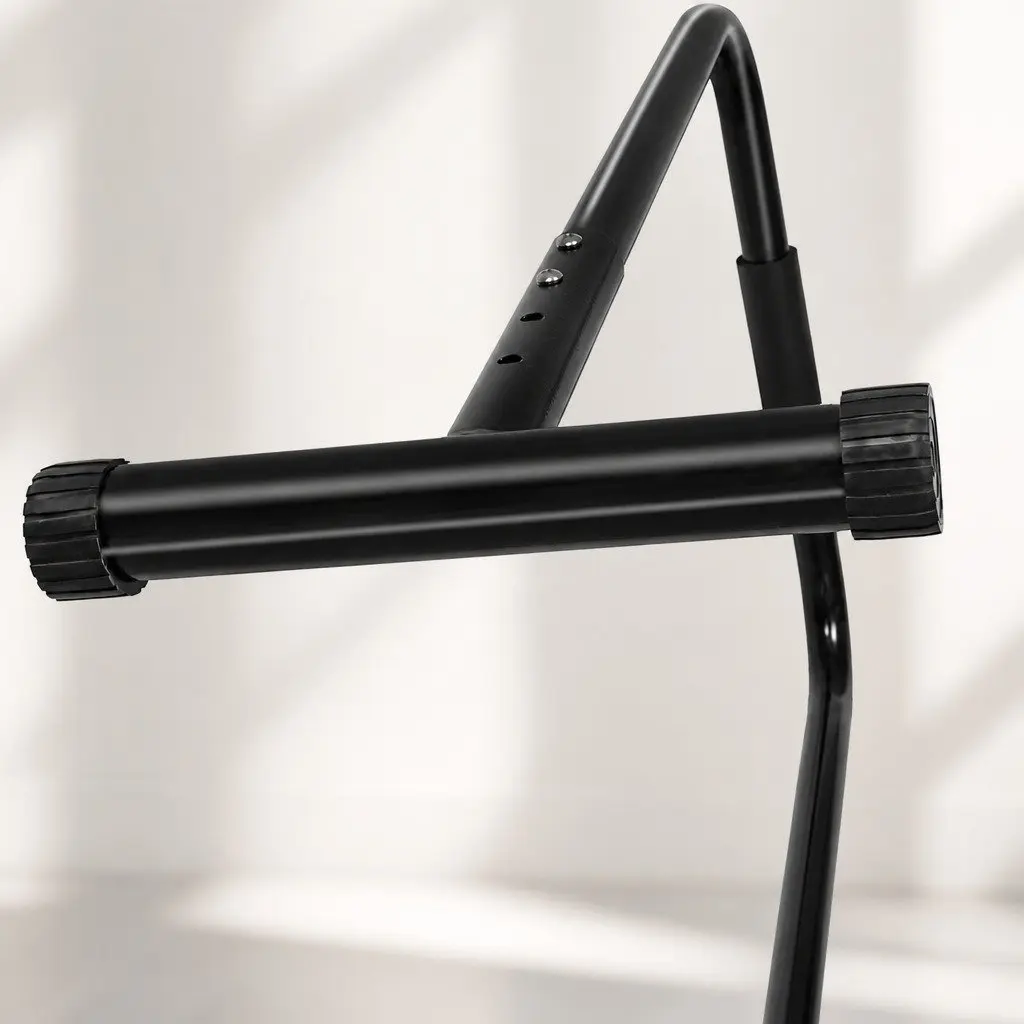 Adjustable Parallel Dip Bar Station Black 74cm to 89cm Height Durable Steel Frame Non-Slip Feet