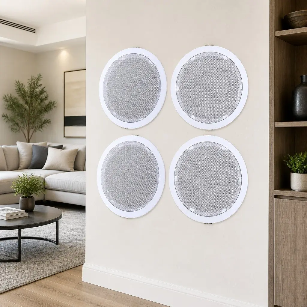 6 Inch Ceiling In-Wall Speakers Home Audio System White 4pcs Tweeter Stereo