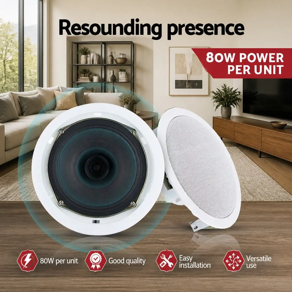 6 Inch Ceiling In-Wall Speakers Home Audio System White 4pcs Tweeter Stereo