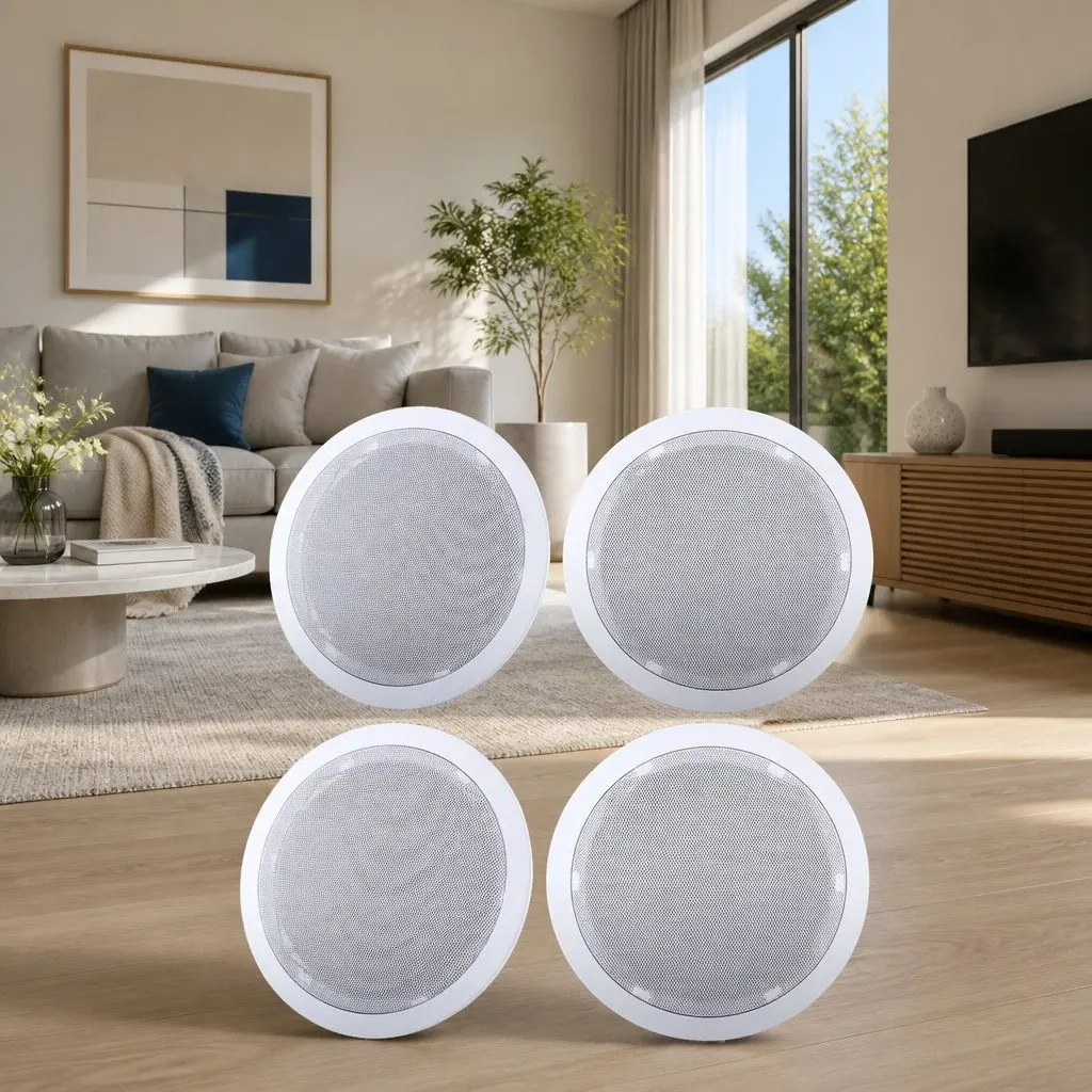 6 Inch Ceiling In-Wall Speakers Home Audio System White 4pcs Tweeter Stereo