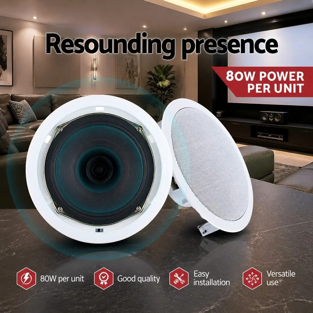 6 Inch Ceiling Speaker White 8 Piece Home Audio System In Wall Stereo Tweeter