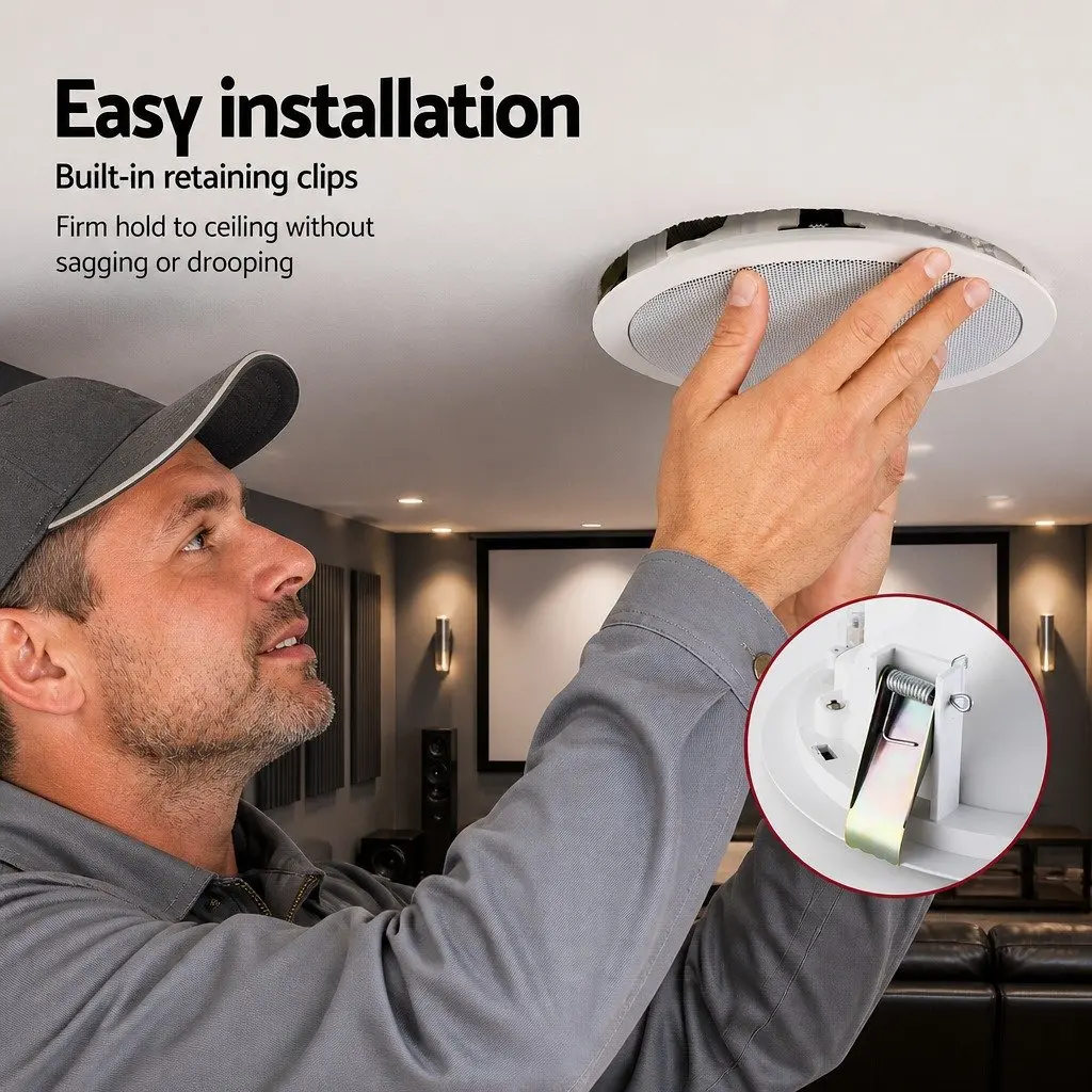 6 Inch Ceiling Speaker White 8 Piece Home Audio System In Wall Stereo Tweeter
