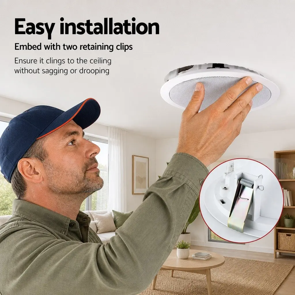 6" In-Ceiling Speaker 80W Home Theatre Stereo Audio Surround Sound White Pair