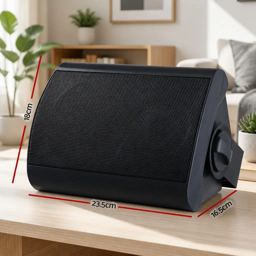 2-Way Wall Speaker Black 5.25 Inch Woofer 2.5 Inch Tweeter Indoor Outdoor Audio