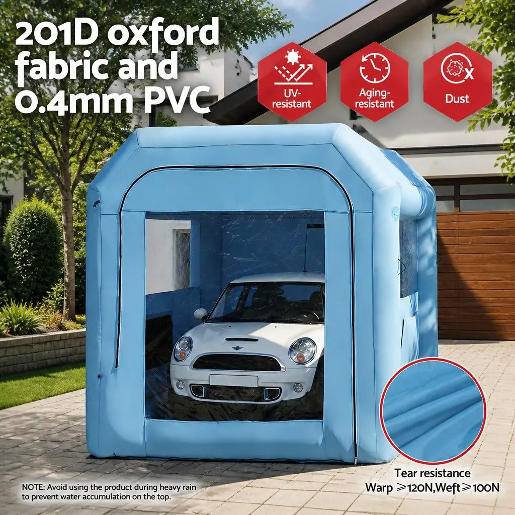 Inflatable Paint Booth Blue 2.5x2.5x3M 3-Layer Filtration System with 550W Blower