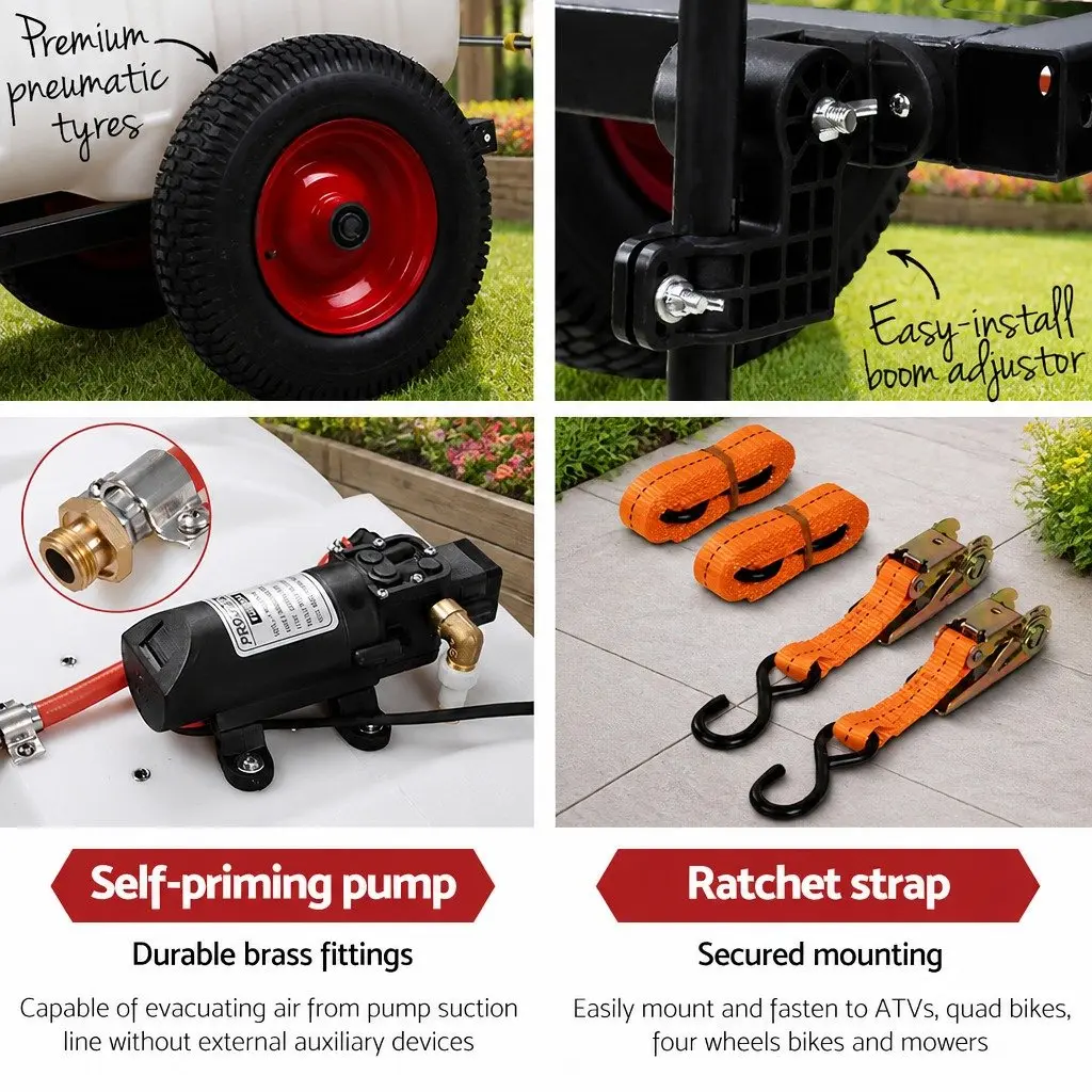 Weed Sprayer 100L Tank Trailer 1.5M Boom ATV Handheld Garden Spray System