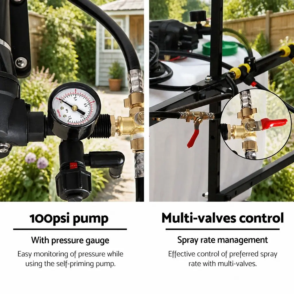 Weed Sprayer White 100L Tank Trailer 3M Boom ATV Hitched Garden Spray Gun Nozzle