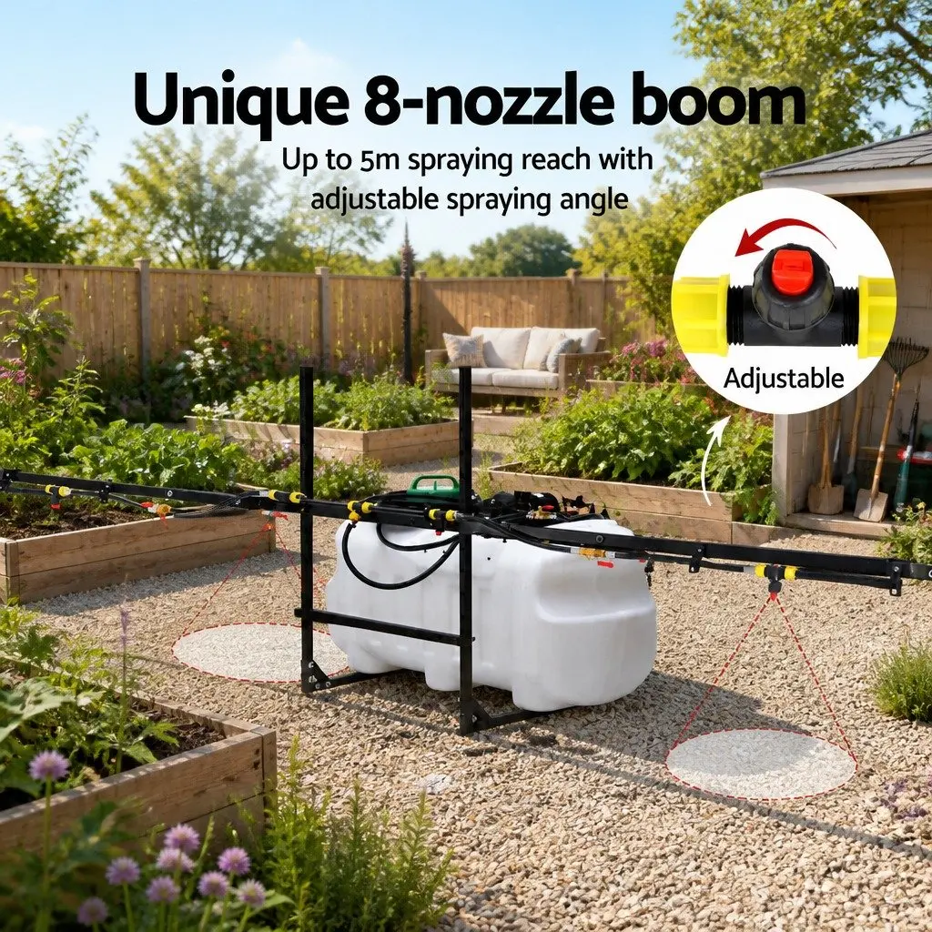100L Weed Sprayer White Black 5M Boom 12V Pump ATV Quad Bike Mower Mount