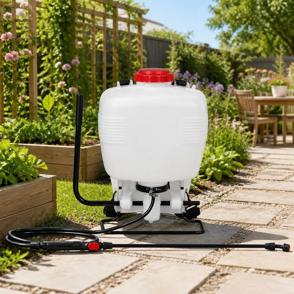 15L Backpack Sprayer White and Red Knapsack Self-Priming Pump for Garden Herbicide and Pesticide