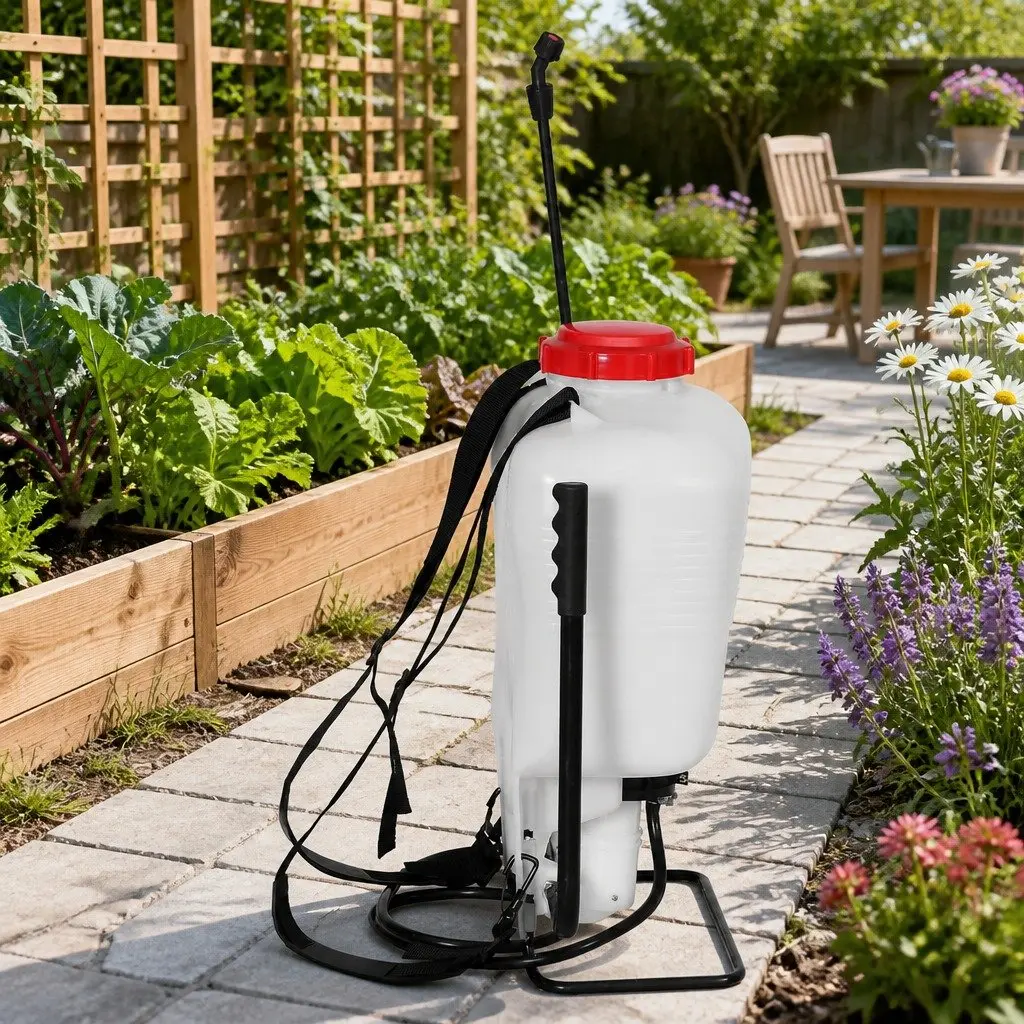15L Backpack Sprayer White and Red Knapsack Self-Priming Pump for Garden Herbicide and Pesticide