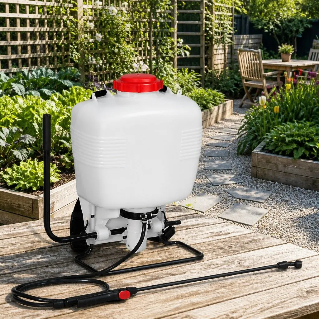 15L Backpack Sprayer White and Red Knapsack Self-Priming Pump for Garden Herbicide and Pesticide
