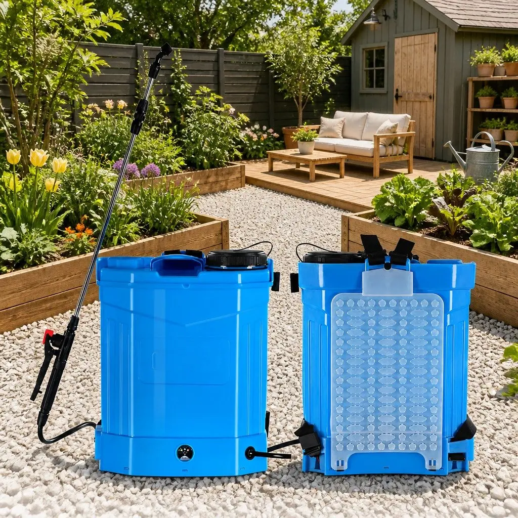 Electric Backpack Sprayer Blue 16L Adjustable Pressure Four Nozzle Heads