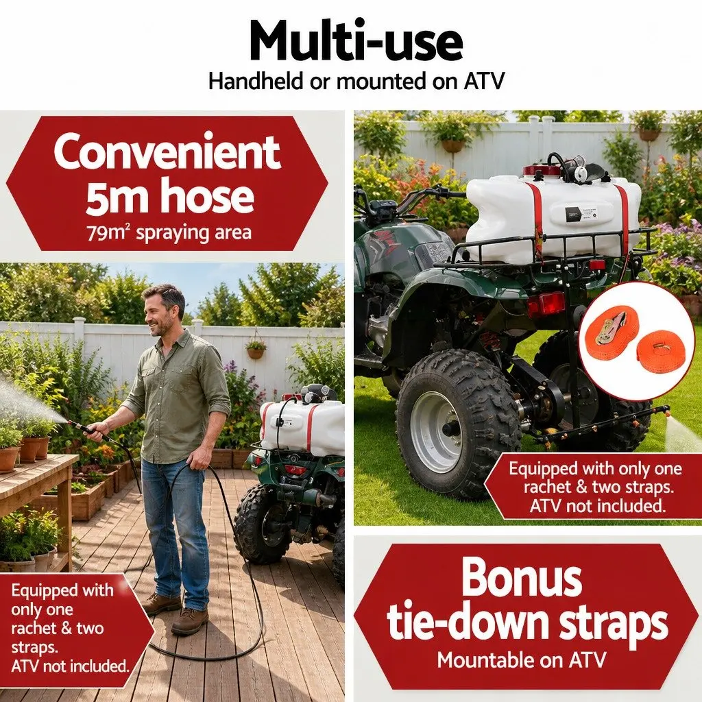 Weed Sprayer 60L Tank 12V Pump ATV Quad Bike Garden Boom Spray Equipment