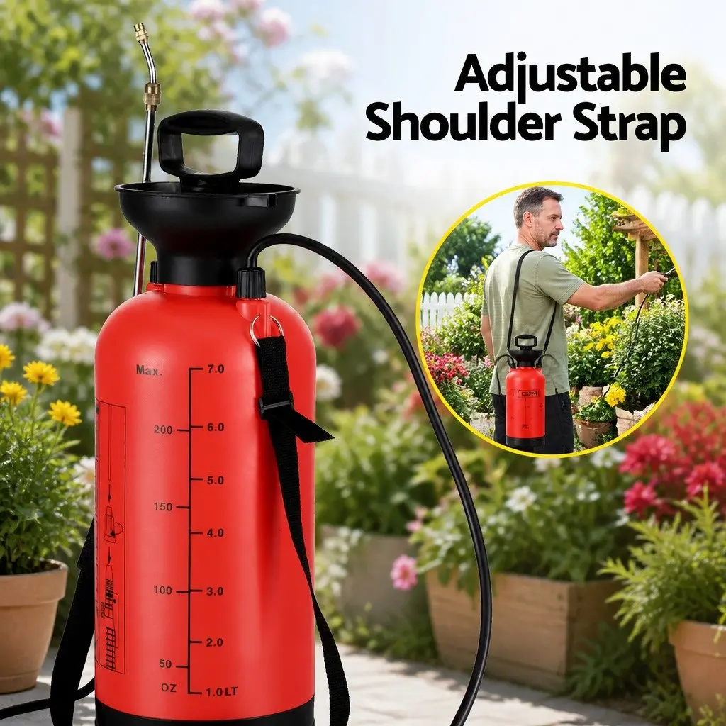 7L Pressure Sprayer Shoulder Garden Spray Tank Weed Herbicide Pesticide Cleaning