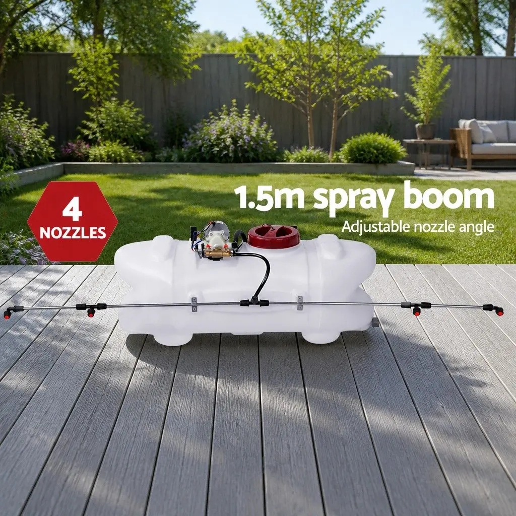 Weed Sprayer Black 60L Tank Trailer Rear Boom Spray Gun 12V Pump
