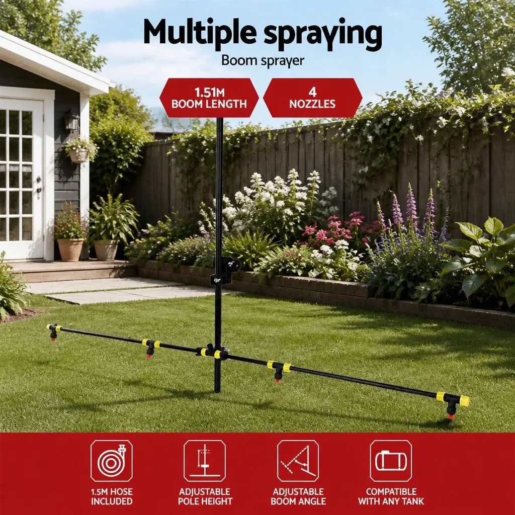 Adjustable Spray Boom Black 151cm Width 4 Nozzles Garden Herbicide Sprayer