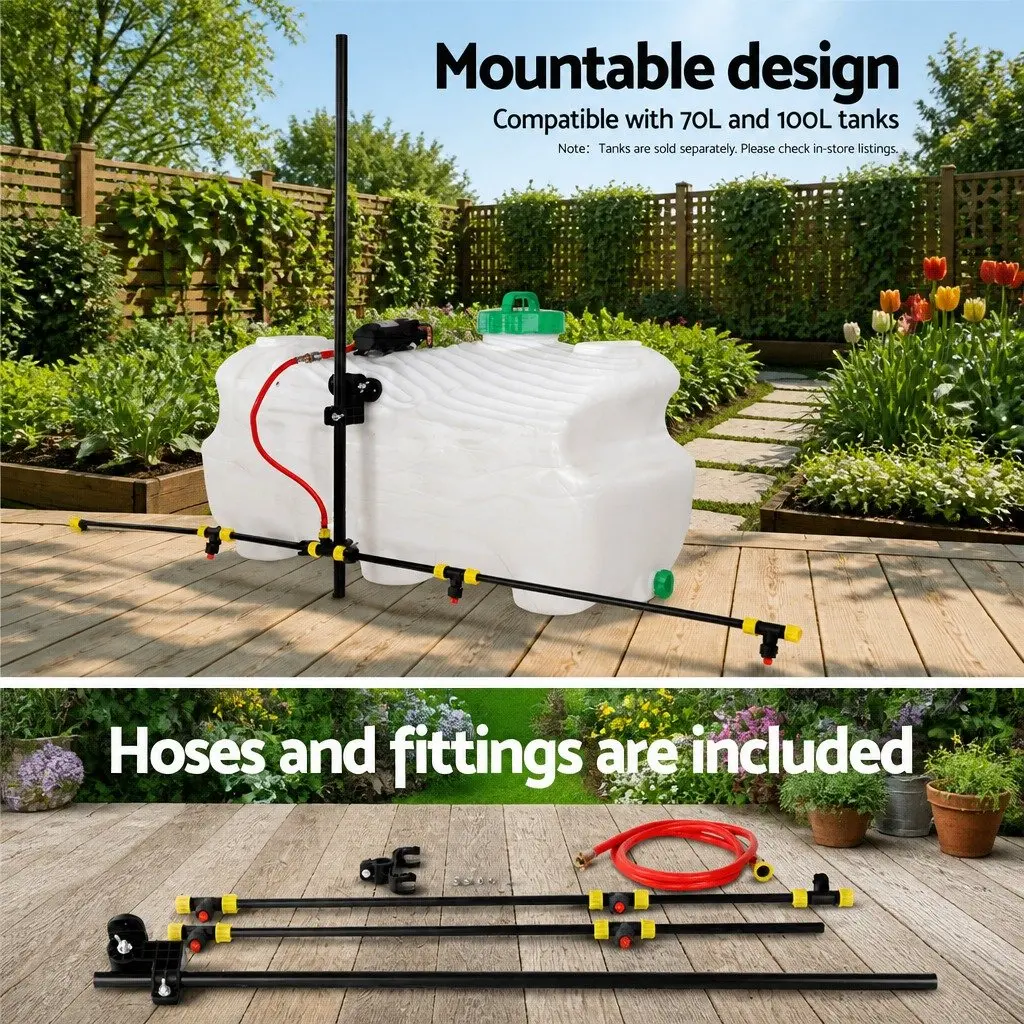 Adjustable Spray Boom Black 151cm Width 4 Nozzles Garden Herbicide Sprayer