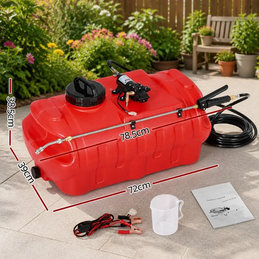 50L Weed Sprayer Red Self-Priming Pump with 54cm Spray Lance Adjustable Nozzle for ATV Quad Bike Garden Use