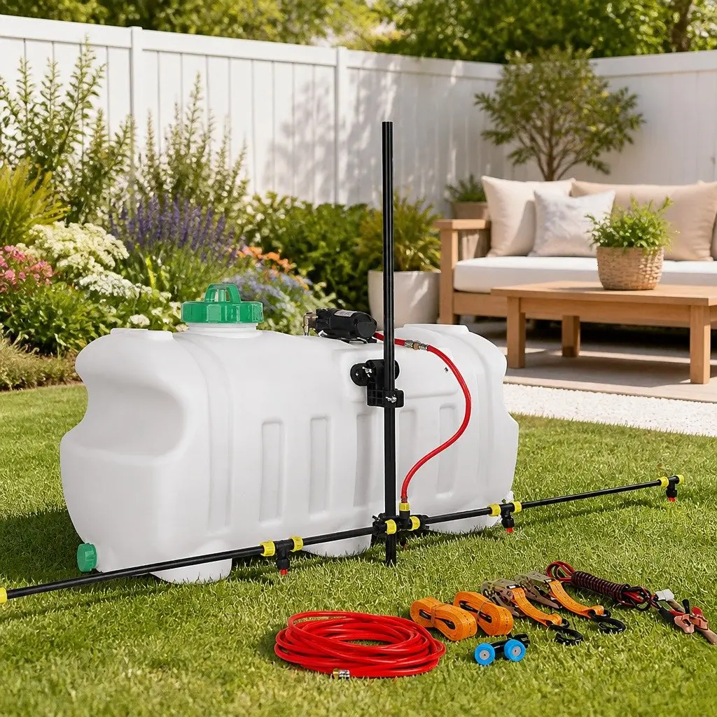 Weed Sprayer White 100L Tank 12V Adjustable Boom Nozzle ATV Quad Mounted