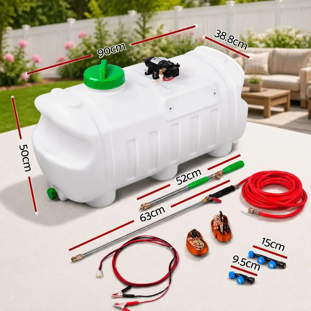Weed Sprayer White 100L Tank 12V Adjustable Boom Nozzle ATV Quad Mounted