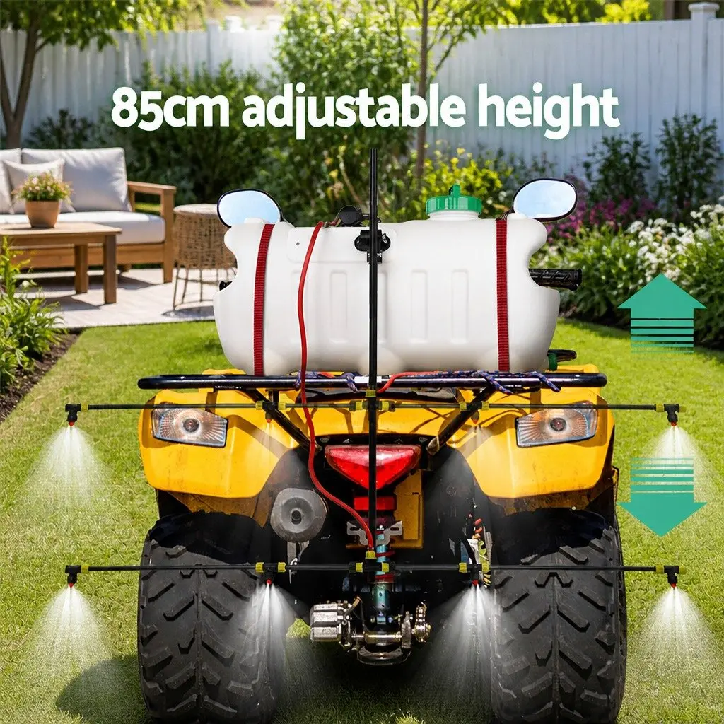 Weed Sprayer White 100L Tank 12V Adjustable Boom Nozzle ATV Quad Mounted