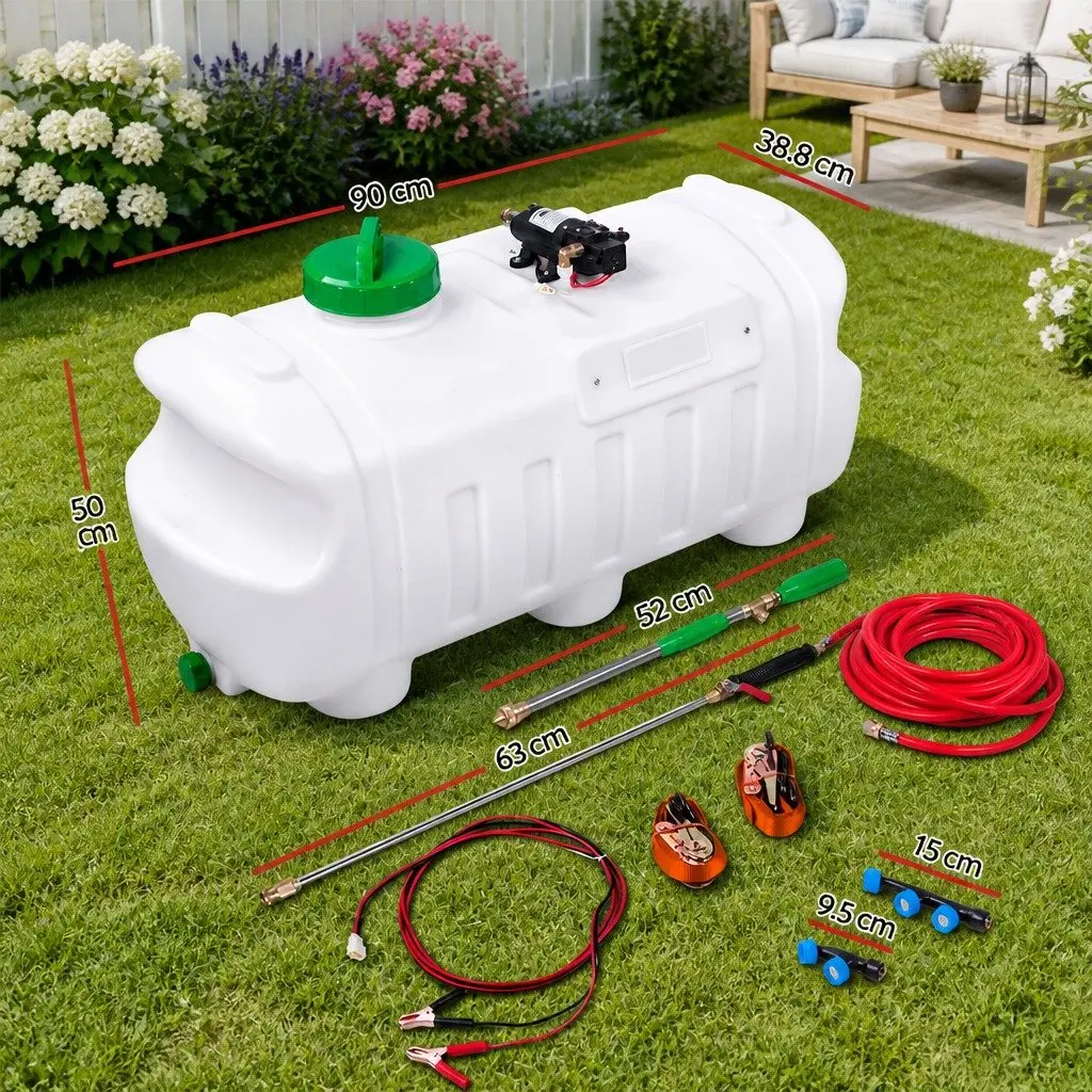Weed Sprayer White 100L Tank 12V Adjustable Boom Nozzle ATV Quad Mounted