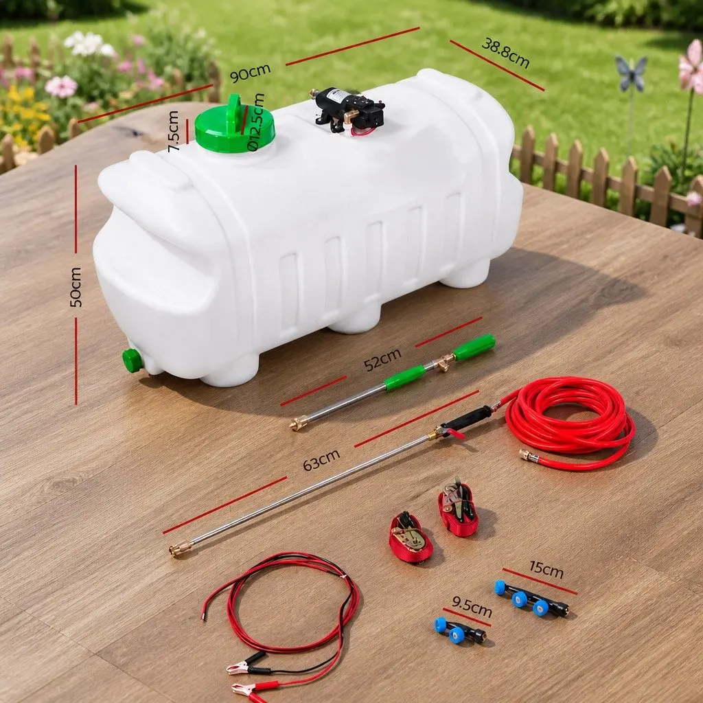100L Electric Weed Sprayer Black 12V Self-Priming Pump with Hose Nozzles