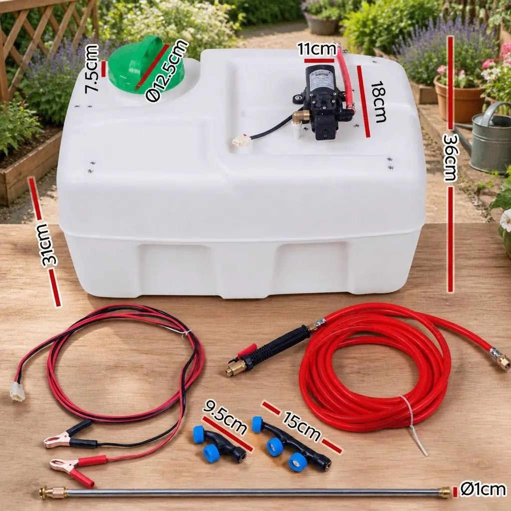 50L Black ATV Weed Sprayer Electric Garden Spray Gun with 3 Nozzles and 6m Hose