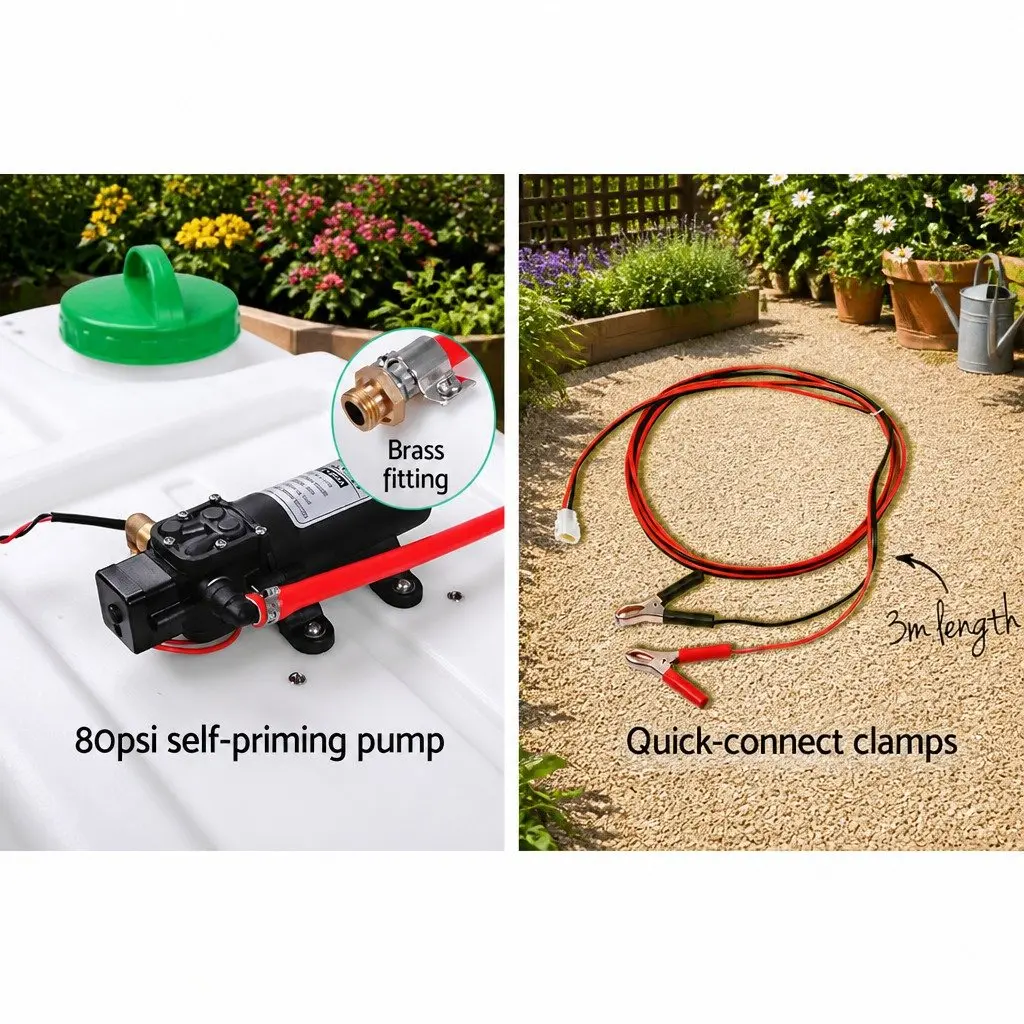 50L Black ATV Weed Sprayer Electric Garden Spray Gun with 3 Nozzles and 6m Hose