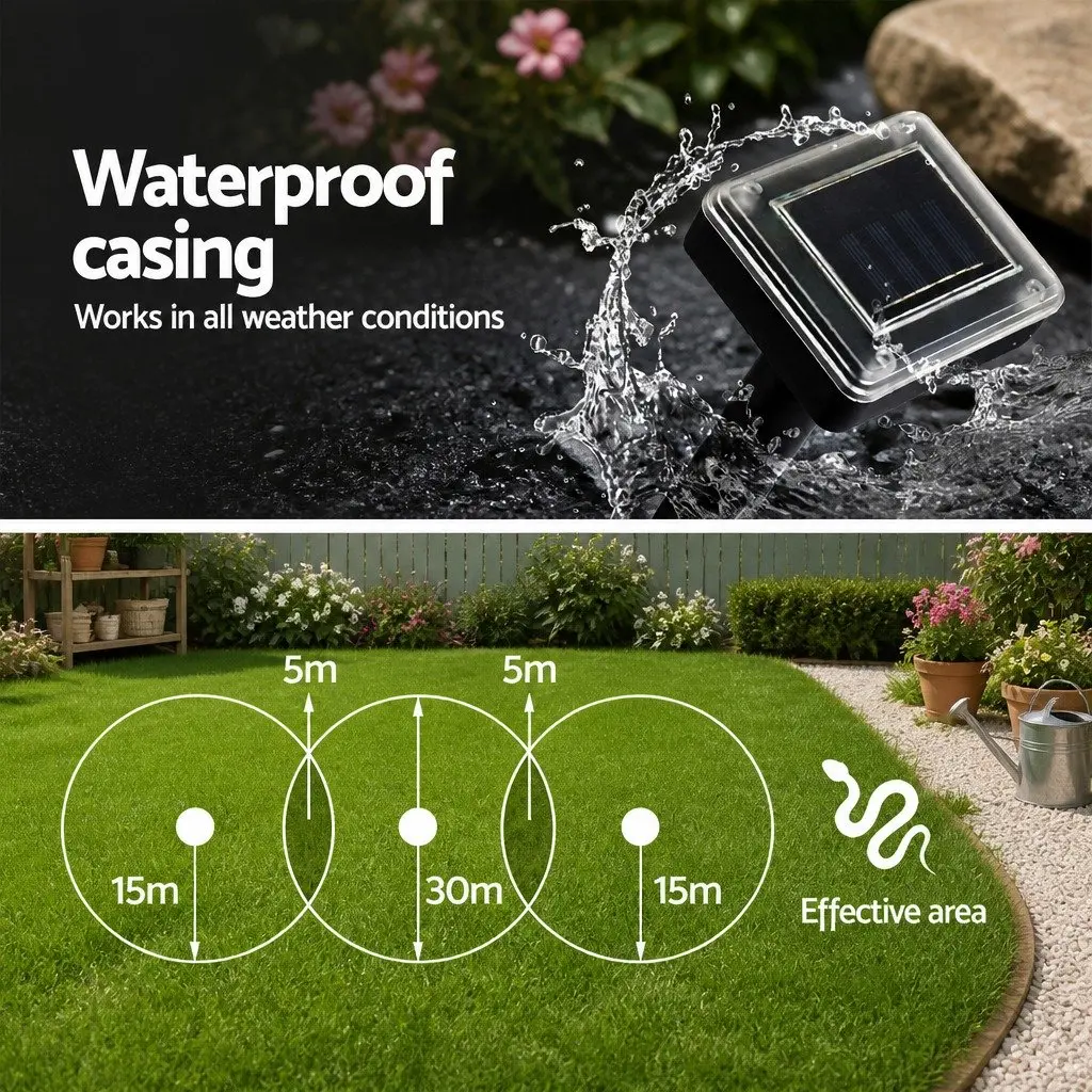 Snake Repeller Black 12 Piece Solar Powered Ultrasonic Pest Control