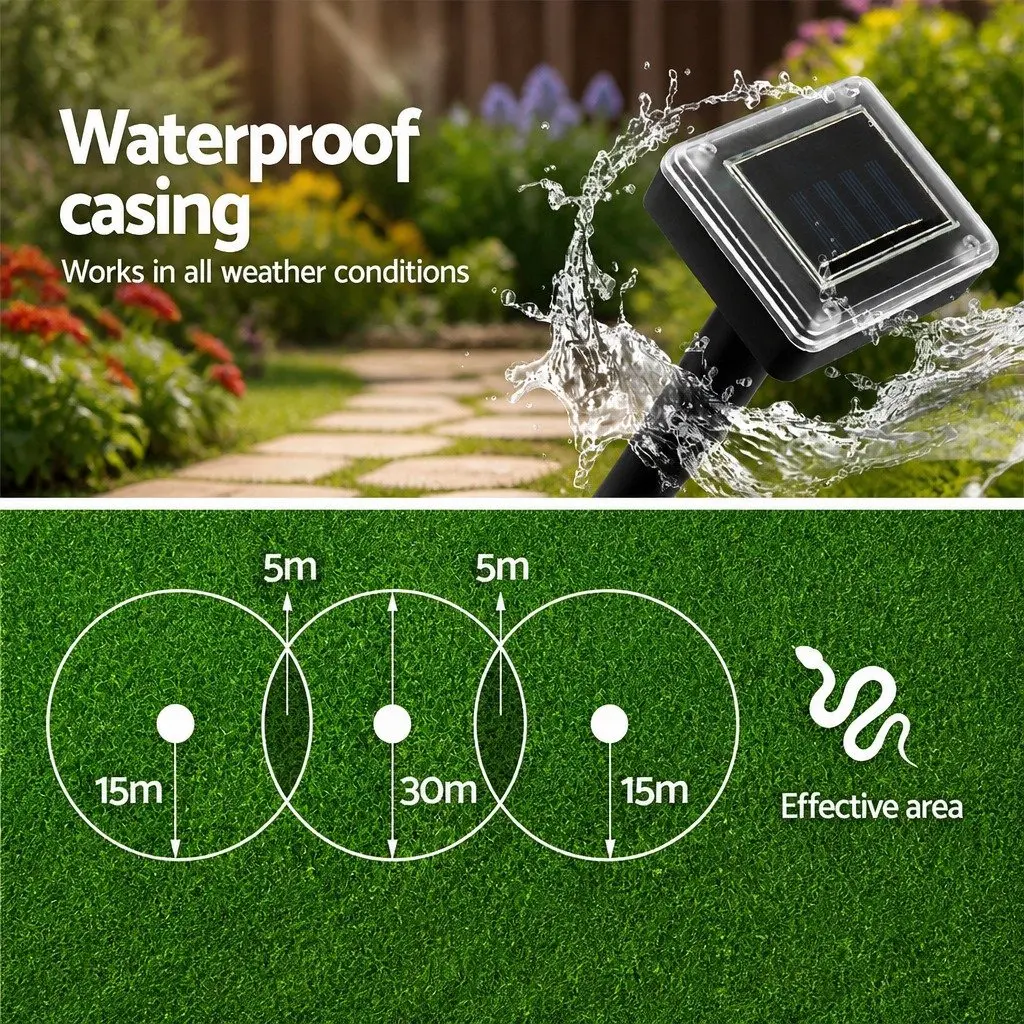 Snake Repeller Black 20 Piece Ultrasonic Solar Powered Pest Control