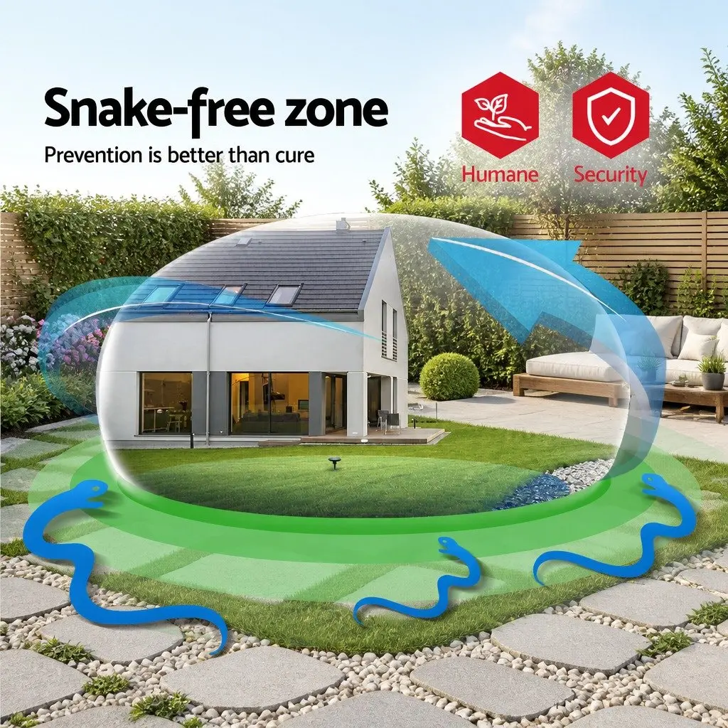 Solar LED Snake Repeller Green 4X Ultrasonic Pest Rodent Deterrent for Garden Yard Farm