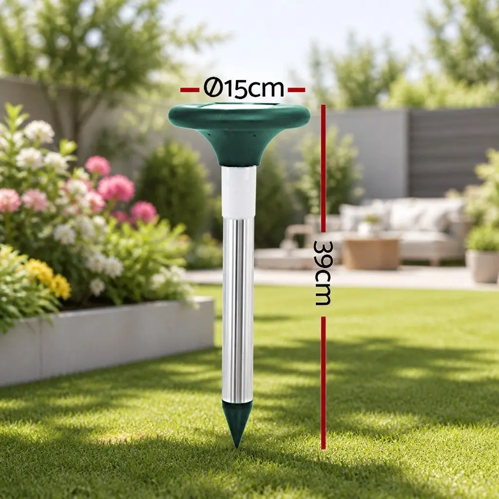 Solar Snake Repeller Green 8 Piece LED Ultrasonic Pest Rodent Deterrent