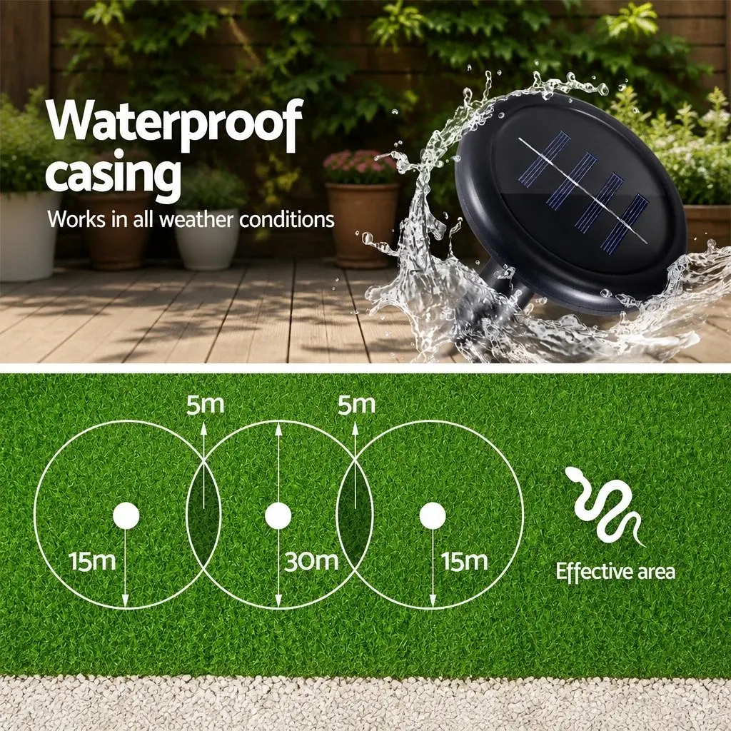 Snake Repeller Black 12 Piece Ultrasonic Solar Powered Garden Yard Farm Orchard