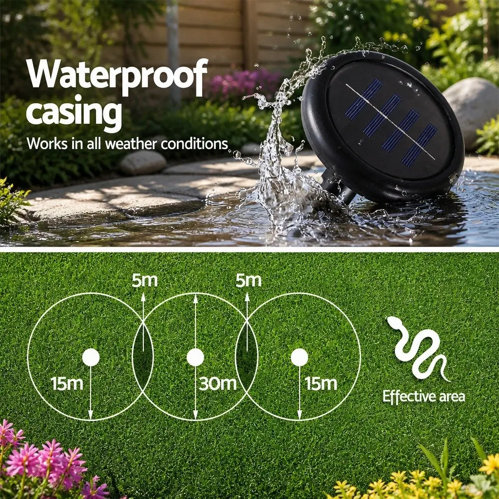 Snake Repeller Solar Powered 4 Pack Ultrasonic Garden Yard Pest Control
