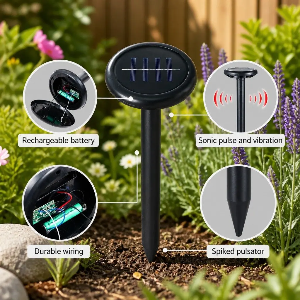 Snake Repeller Green 6 Pack Ultrasonic Solar Powered Weatherproof for Garden Yard Farm Orchard